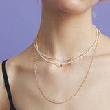 甜美愛心珍珠頸鍊