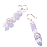 蜜桃光珍珠垂掛耳環