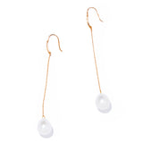 自然有機珍珠掛勾耳環 / 長耳環
