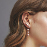 粉紅米粒珍珠掛勾耳環