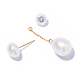 自然有機雙珍珠耳環