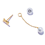 蝴蝶結領帶珍珠耳環