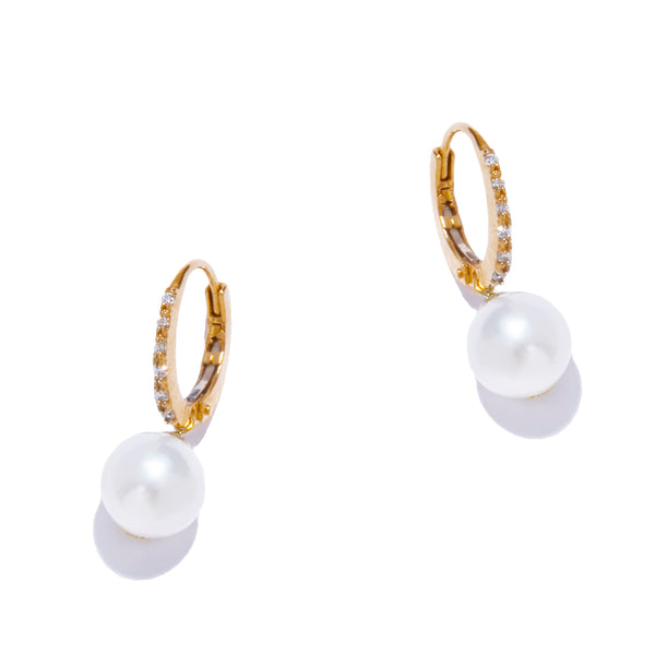 半環鑽永恆珍珠耳環