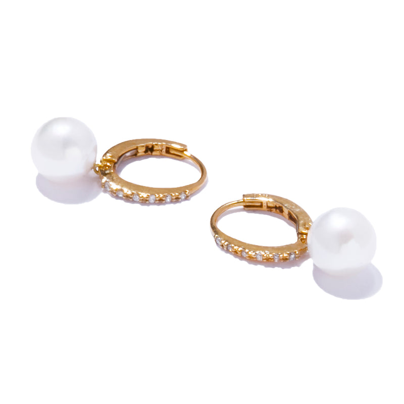 半環鑽永恆珍珠耳環