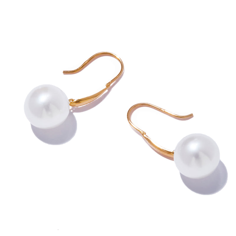 自然有機珍珠掛勾耳環 / 長耳環