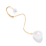 自然有機珍珠掛勾耳環 / 長耳環