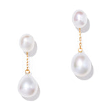 自然有機雙珍珠耳環