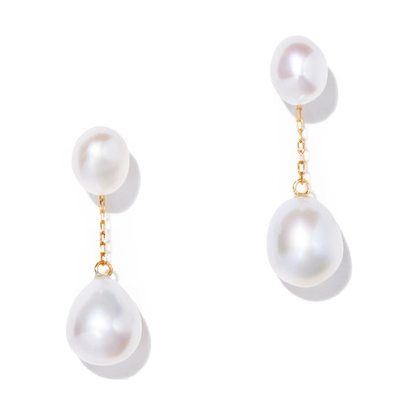 自然有機雙珍珠耳環