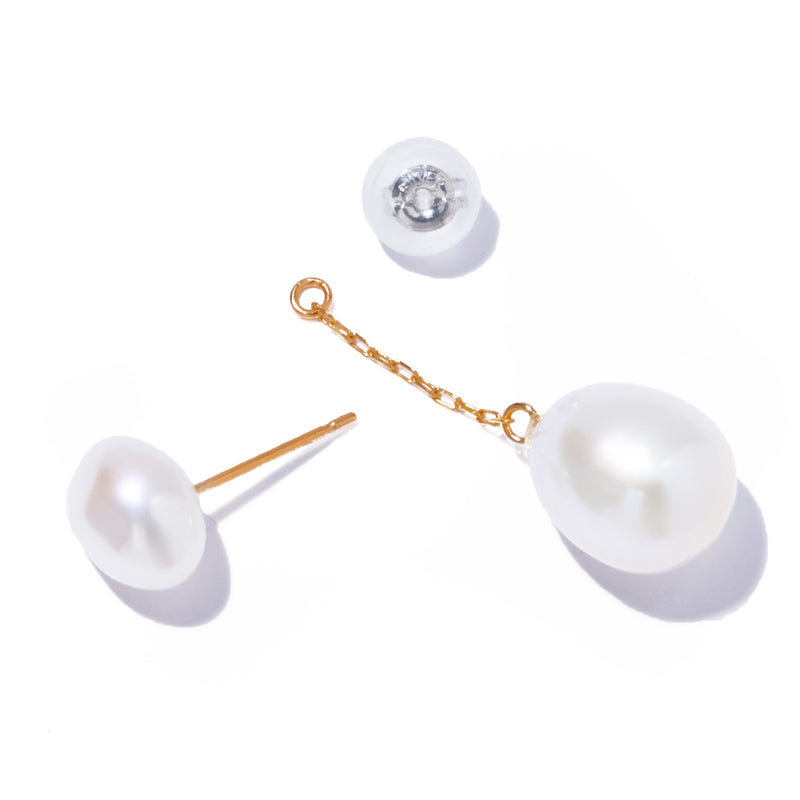 自然有機雙珍珠耳環