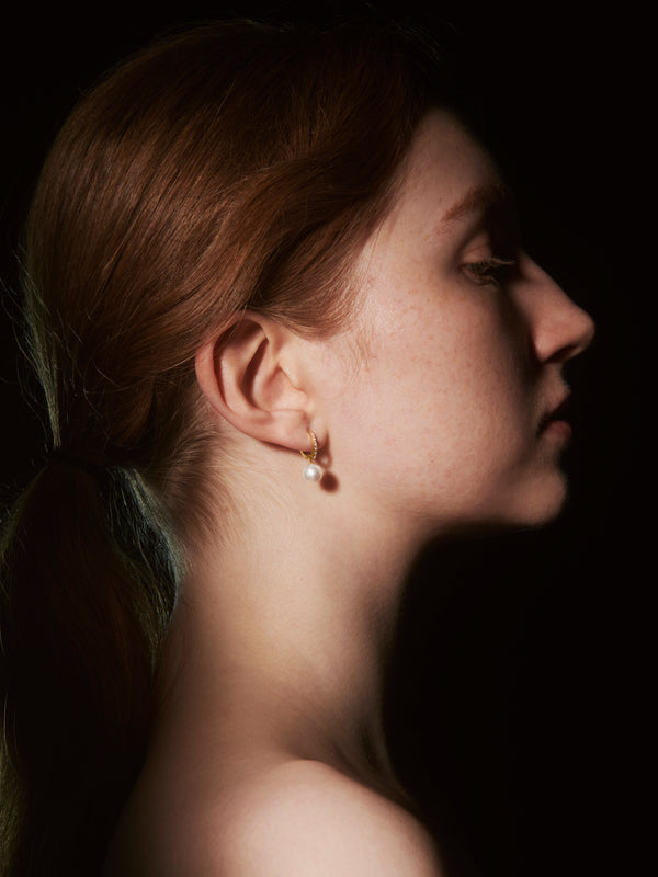 半環鑽永恆珍珠耳環